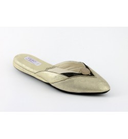 women's slippers DIVA ! pale gold vintage leather